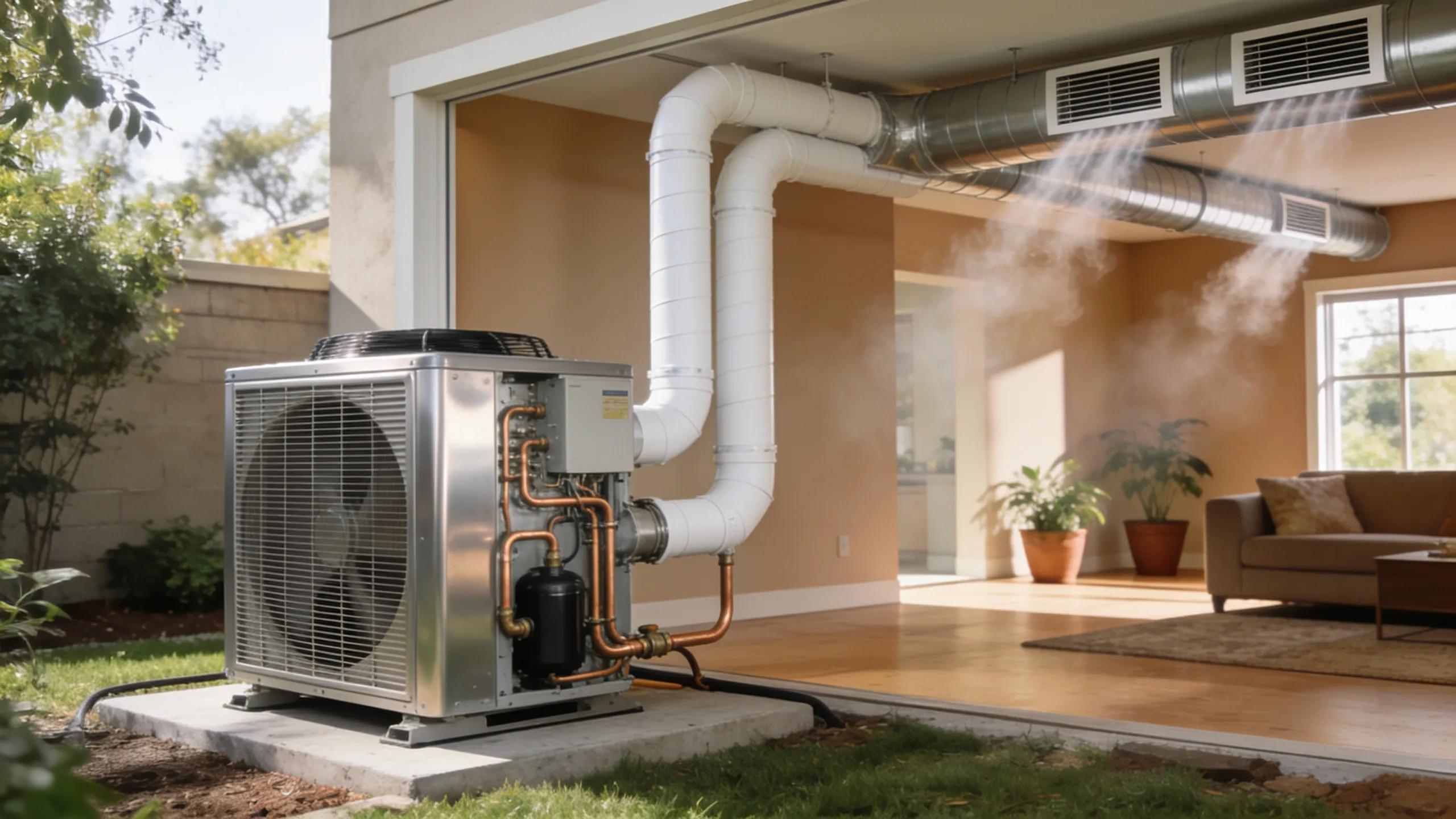 Modern HVAC system in a home with clear focus on components and comfortable living space